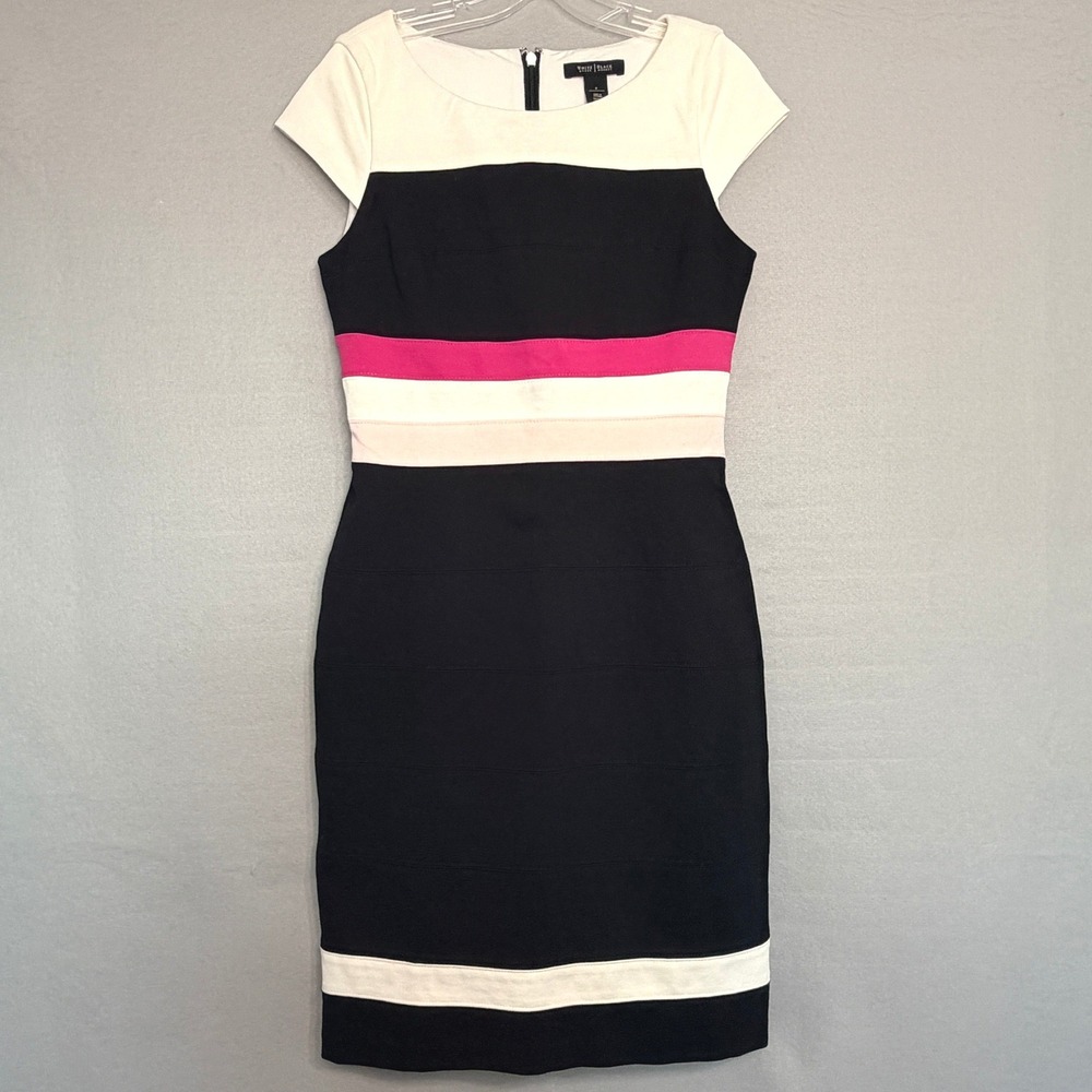 WHBM Colorblock Sheath Dress Womens Size 6 Career Minimalist Office Professional